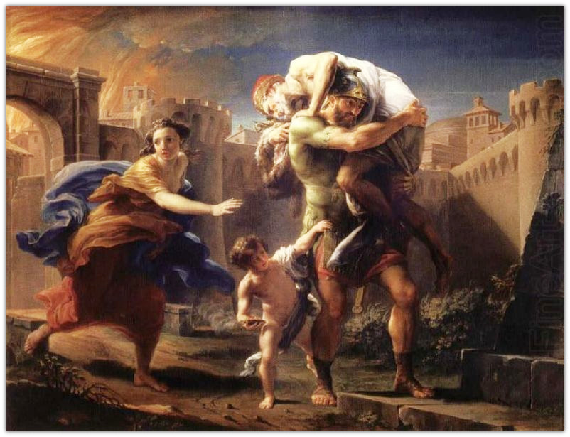 Eneas huye de Troya