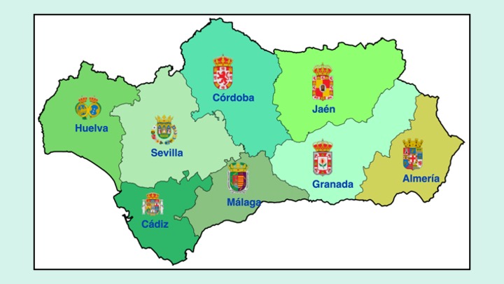 Región andaluza con sus provincias