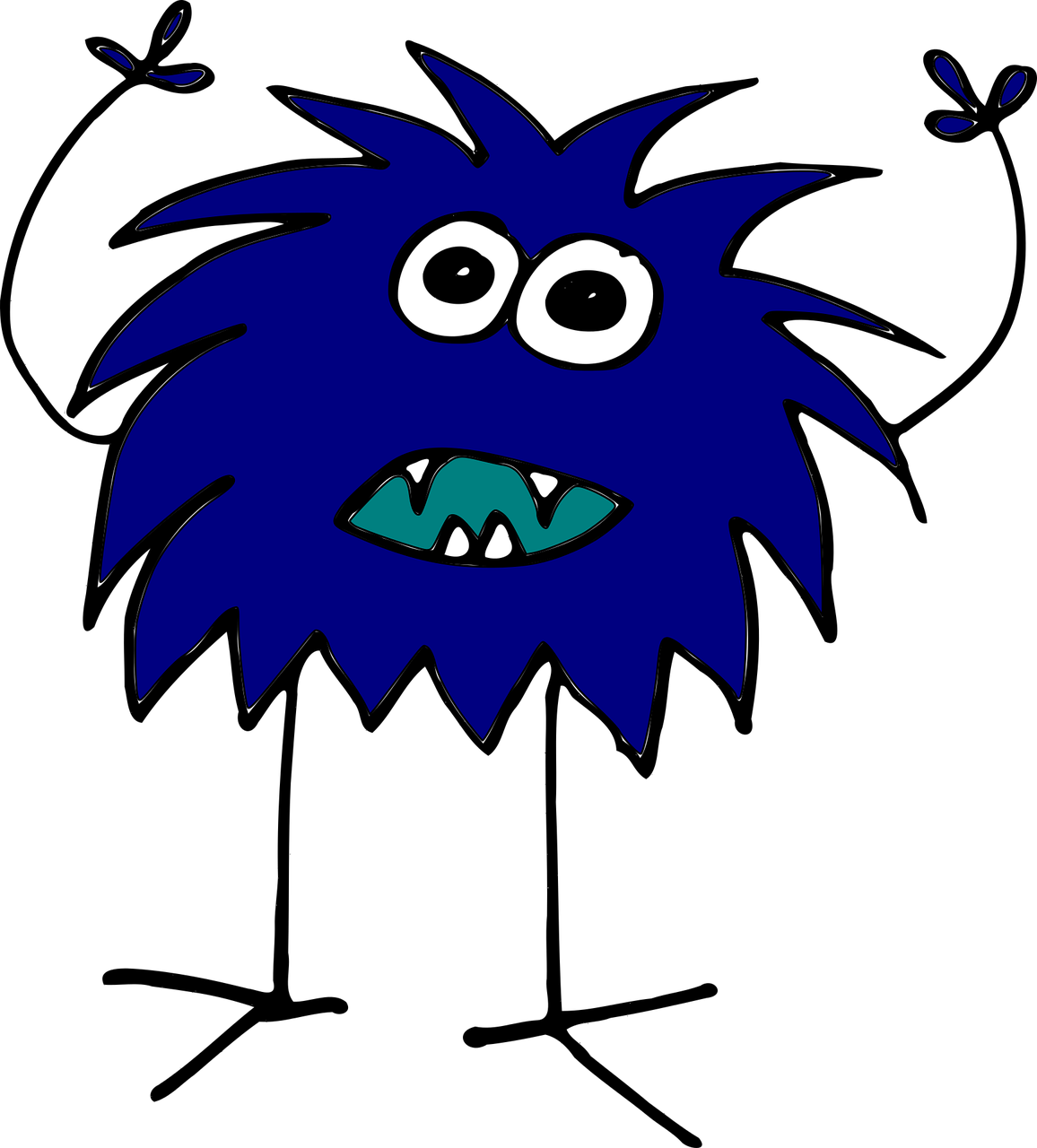 dibujo de un monstruo peludo y azul