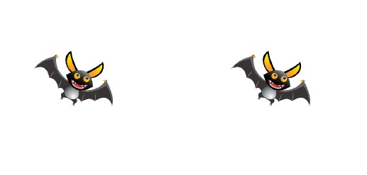 La imagen muestra dos murciélagos de color negro con las orejas amarillas