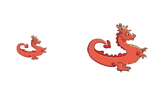 La imagen muestra dos dragones de color rojo