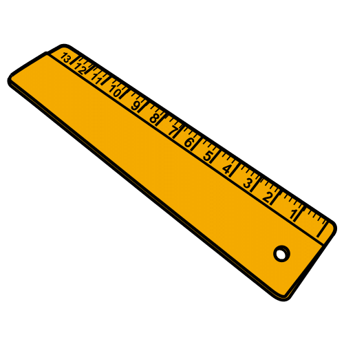 La imagen muestra una regla de color amarillo con marcas para hacer mediciones