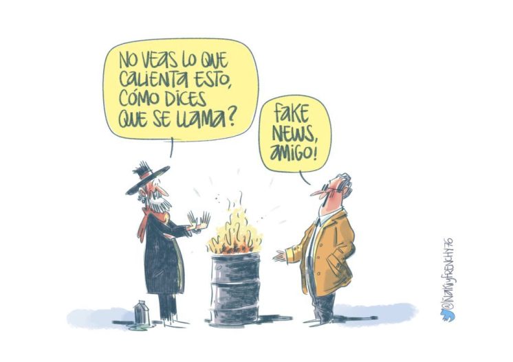 "No veas lo que calienta esto". Combustible. Viñeta de Iñaky y Frenchy