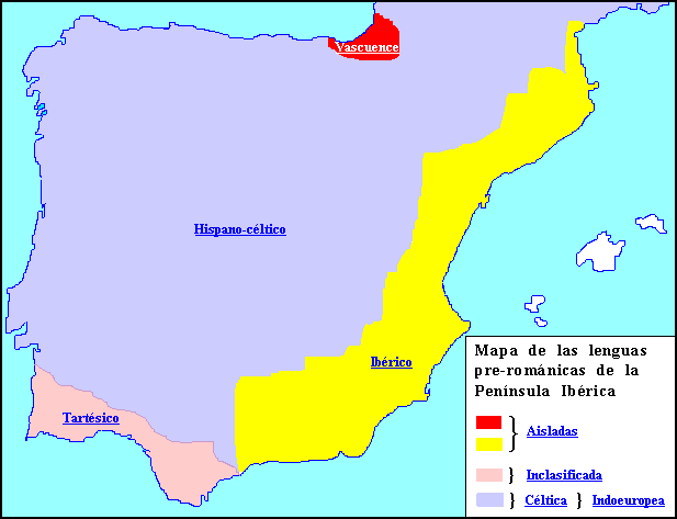 Mapa de lenguas prerromanas de la Península Ibérica