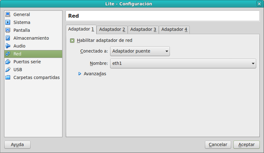 configura red