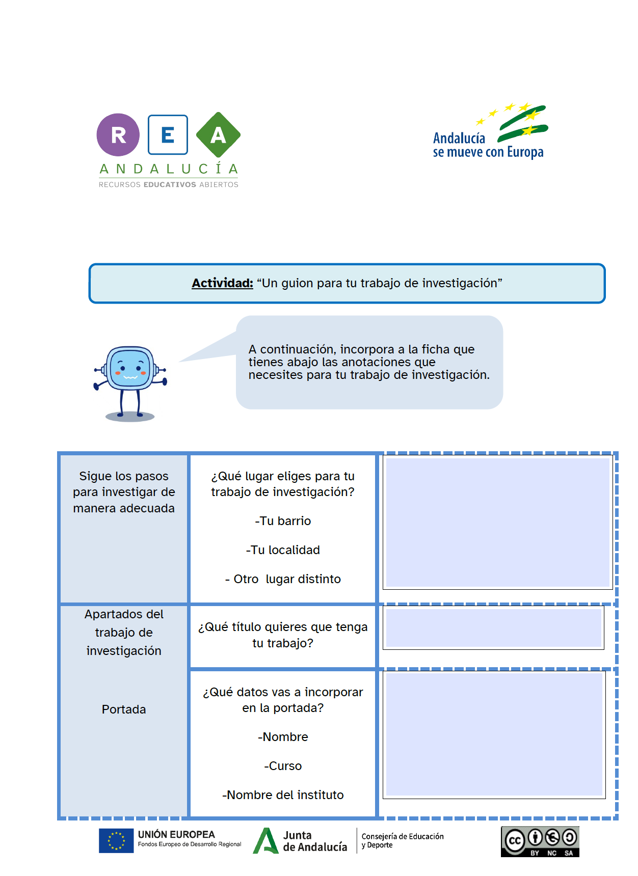Ficha: Un guion para tu trabajo de investigación
