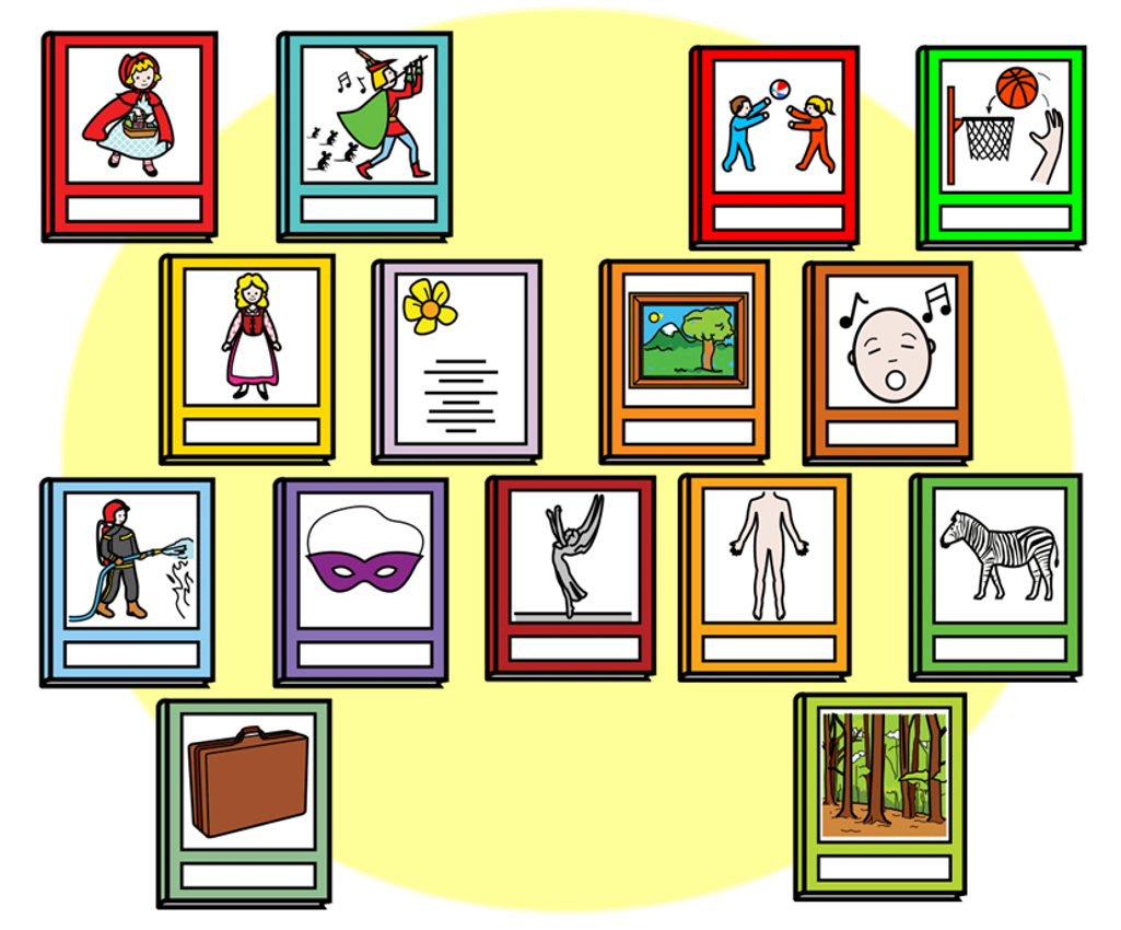 Diferentes tipos de libros de una biblioteca