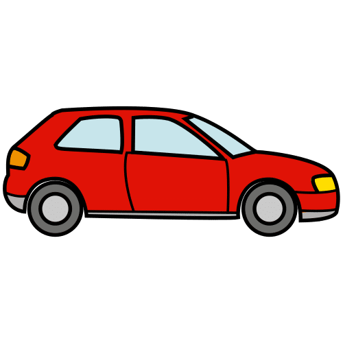 Pictograma de un coche rojo de perfil