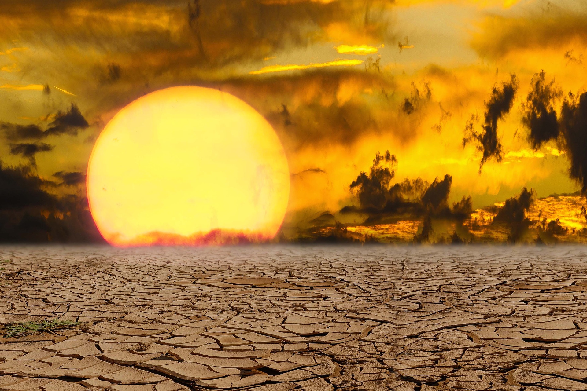 Imagen de sol derritiendo la tierra seca