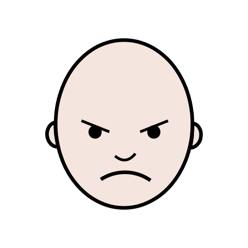 Dibujo de la cara de una persona que muestra una expresión de enfado
