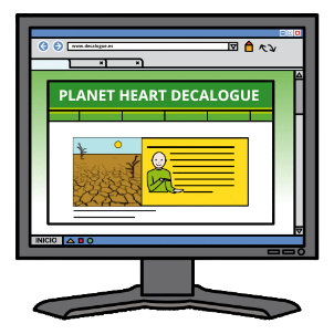 Imagen de una pantalla de ordenador donde aparece una página web con el nombre Planet Heart Decalogue