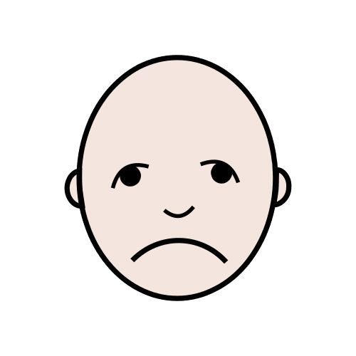 Dibujo de la cara de una persona que muestra una expresión de tristeza