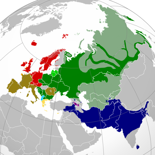 Mapa de la primera expansión de las lenguas indoeuropeas