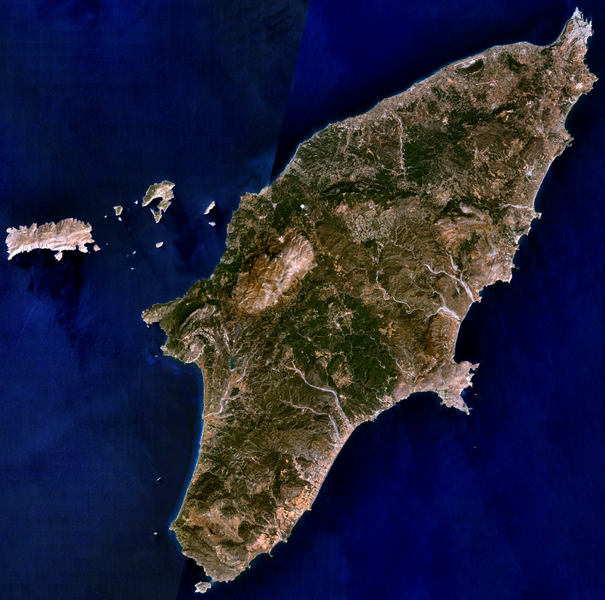 Vista de satélite de la isla de Rodas