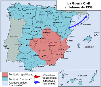 La Guerra Civil en febrero de 1939