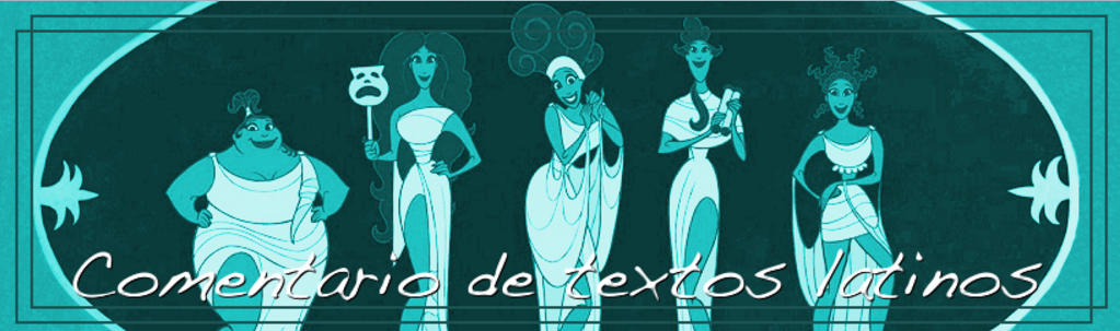 logo de la página de comentario de textos latinos con las Musas de la película Hércules de Disney