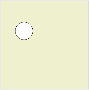 Vídeo en el que un círculo blanco sobre un fondo amarillo cae desde arriba  y rebota en el suelo, demostrando el efecto rebote