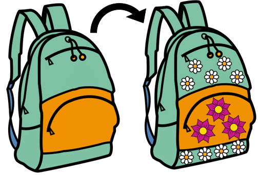 Dos mochilas y una de ellas ha sido personalizada con dibujos