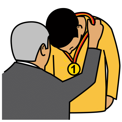 Ceremonia de imposición de medalla a un atleta