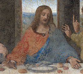 Leonardo. Jesucristo en la última cena. Detalle