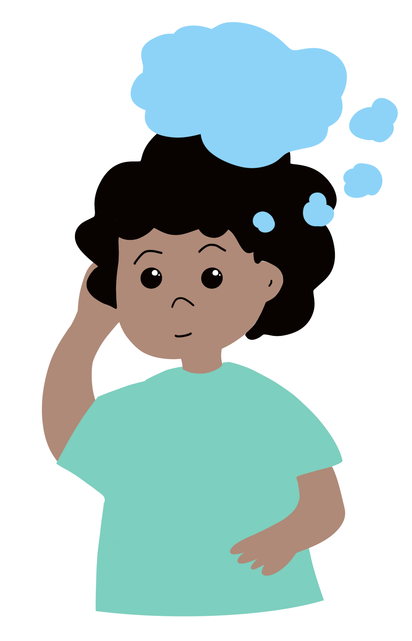 Imagen de un niño/a reflexionando