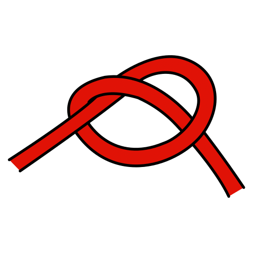 Una cuerda roja hecha un nudo.