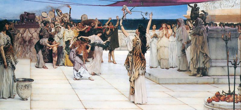 Una bacante celebra un ritual en honor a Dioniso, llamado Baco entre los romanos