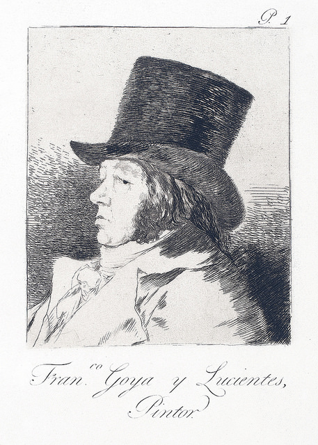 Autorretrato de Goya, buril, punta seca y aguafuerte
