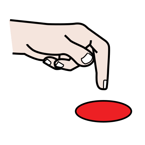 Una mano señala con el dedo índice un círculo  de color rojo.