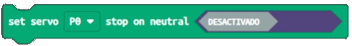 Imagen que representa el bloque de programación set servo stop on neutral de MakeCode
