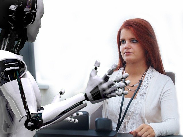 Imagen que describe un robot androide en la consulta de medicina