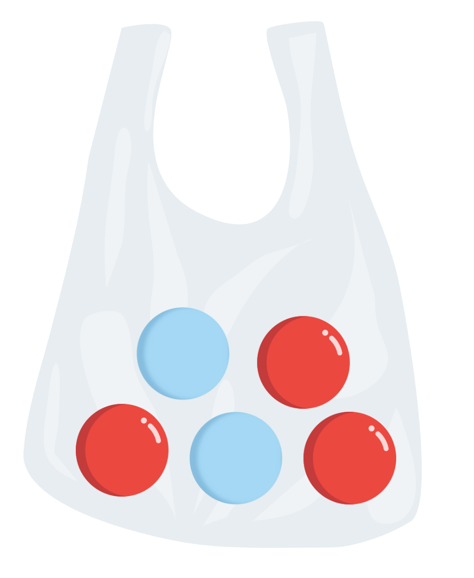 Bolsa con canicas.