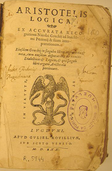 Lógica de Aristóteles. Biblioteca de Huelva