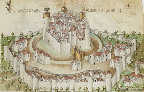 Dibujo de un burgo medieval
