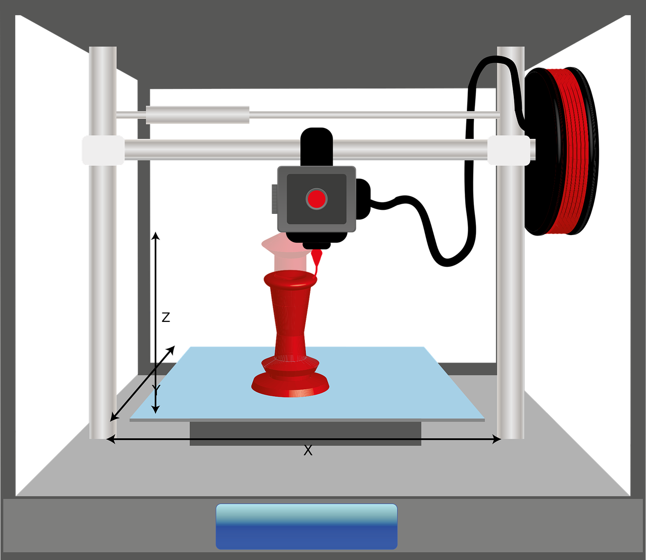 imagen donde se aprecia el ejemplo de una impresora 3d imprimiendo una ficha de ajedrez