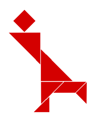 Silueta de una persona formada por las piezas del tangram