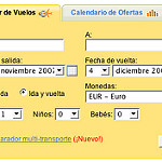 Pantalla principal buscador de vuelos