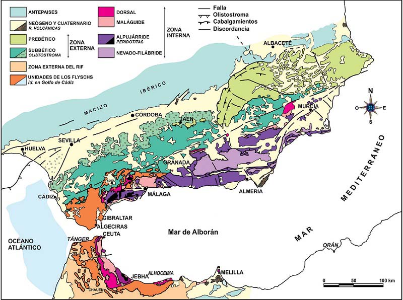 Mapa geológico de las béticas