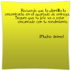 Post it con el recordatorio de la plantilla