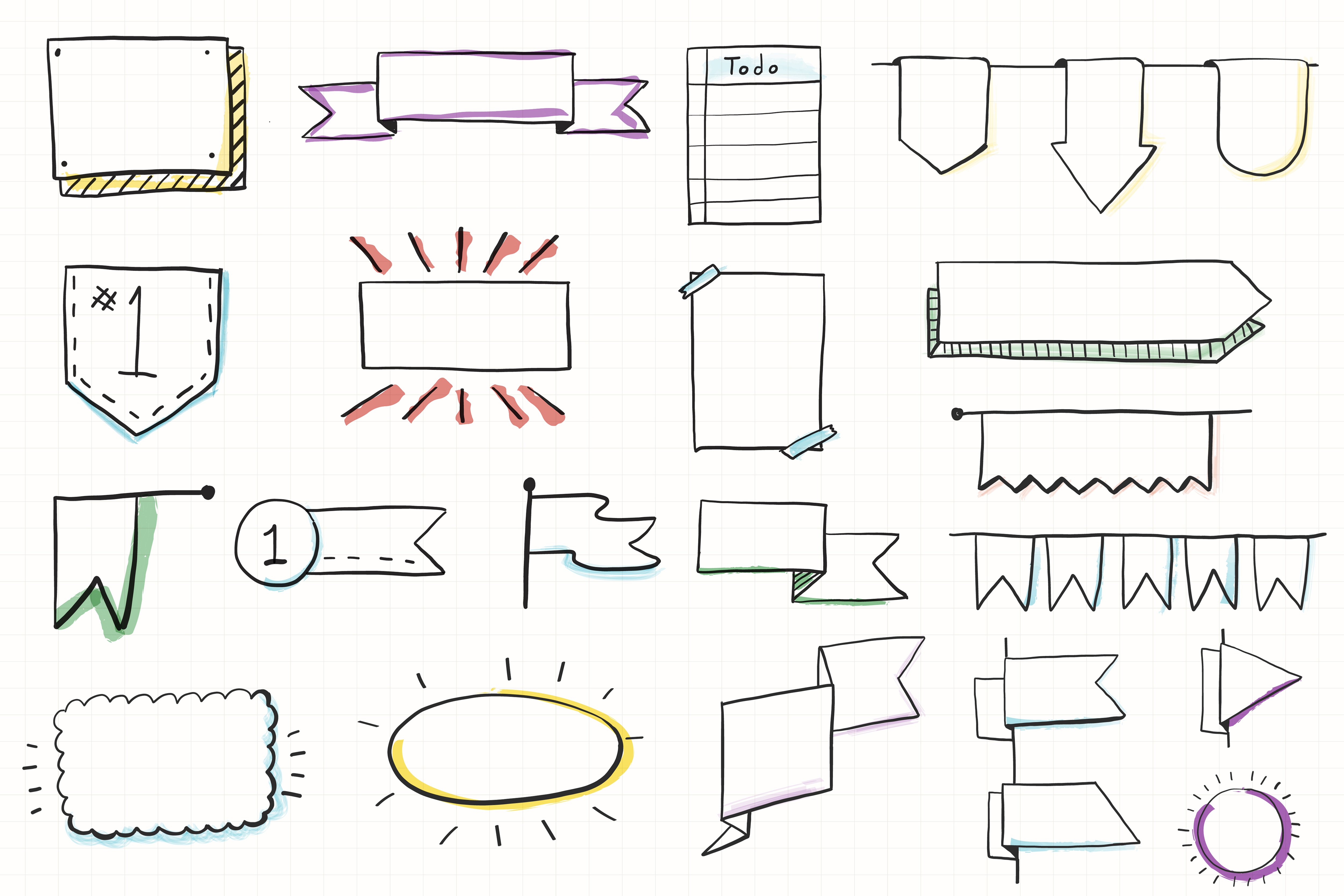 Conjunto de banners para elaborar visual thinking