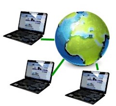 Planeta Tierra recibiendo información desde deversas fuentes.