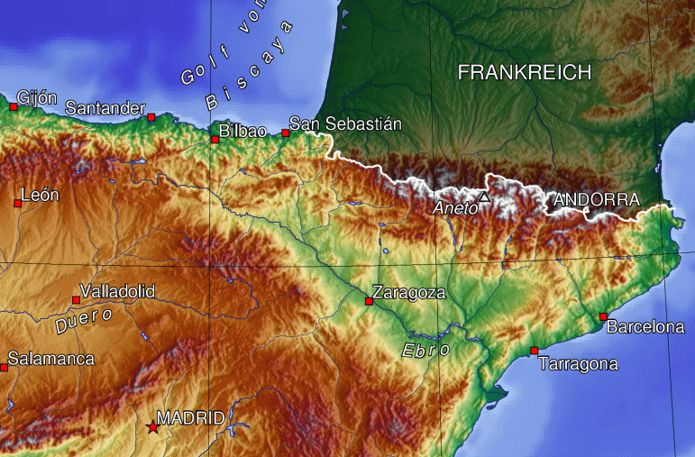 Mapa depresión del Ebro