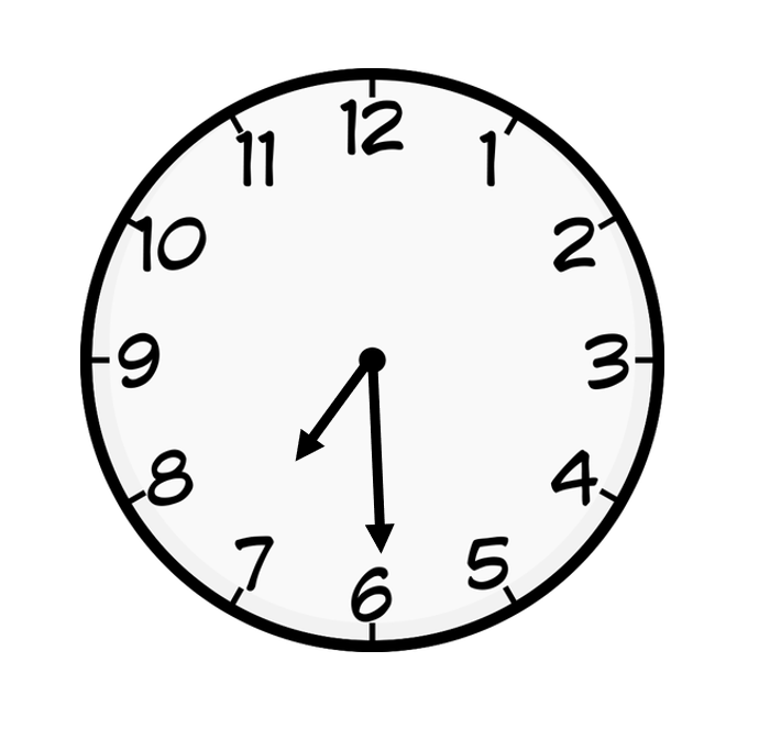 la imagen muestra un reloj que marca las siete y media en un reloj de agujas