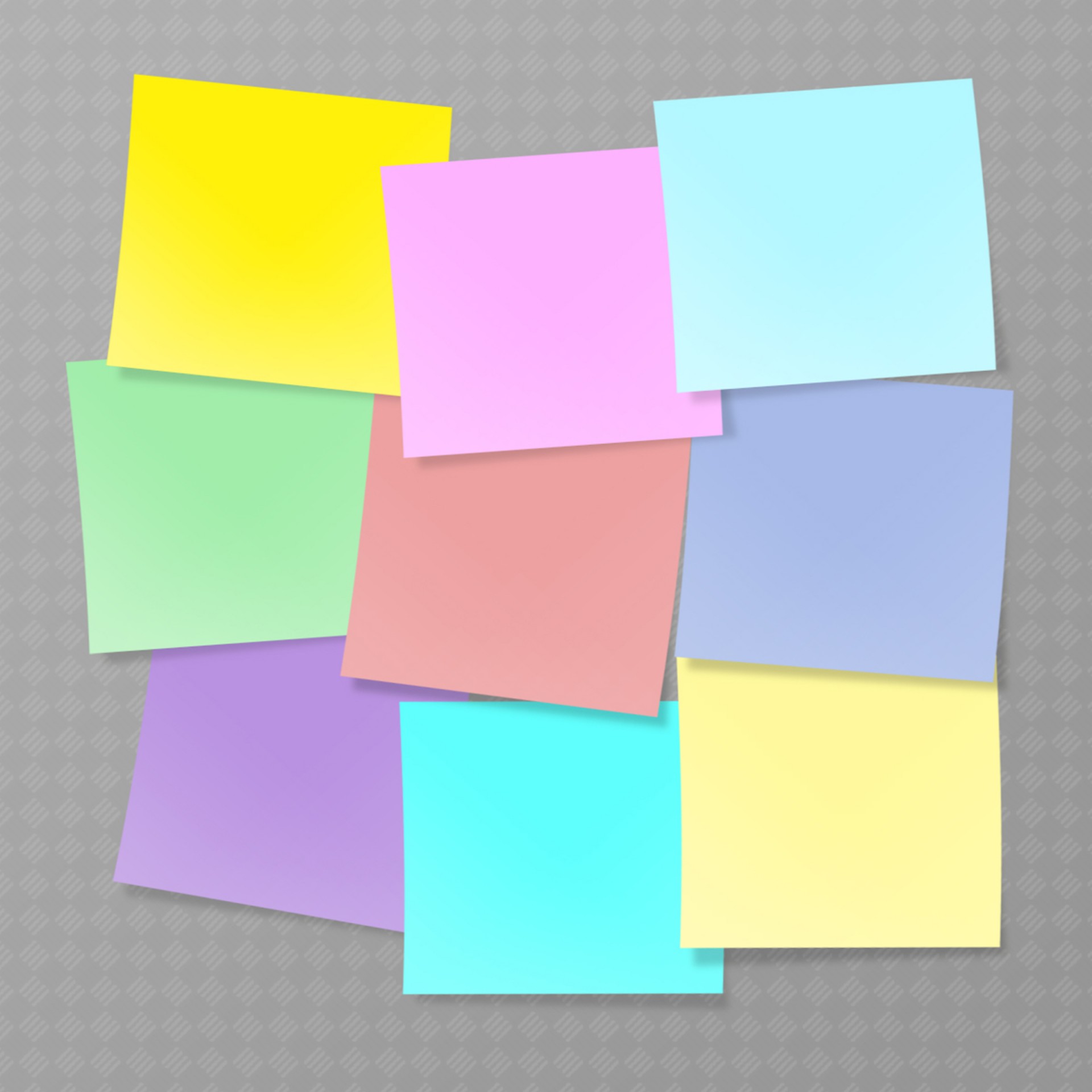 La imagen muestra varios papeles de colores pegados