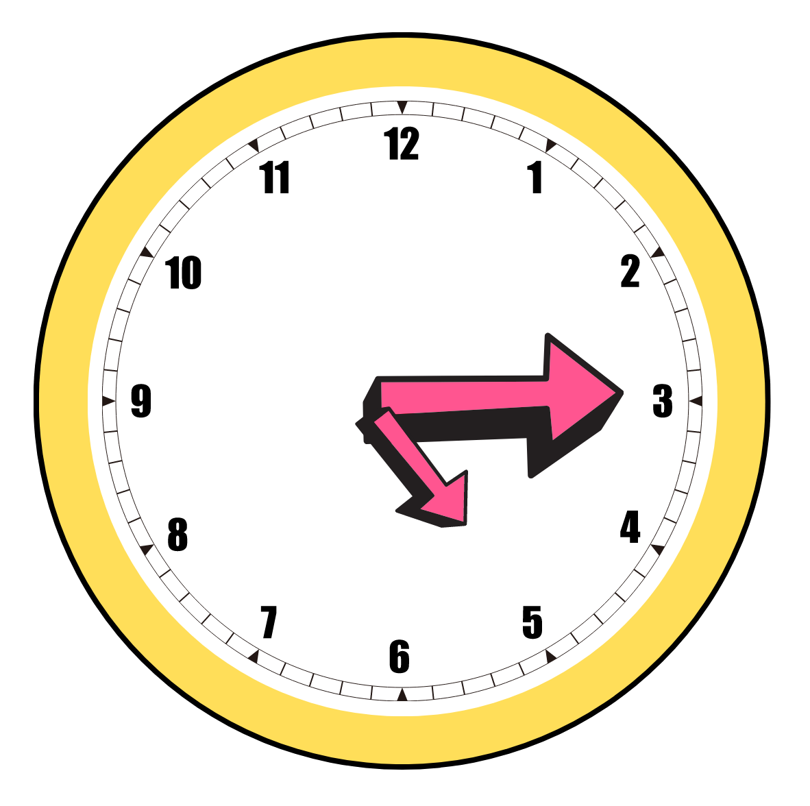 La imagen muestra un reloj que marca las cinco y cuarto