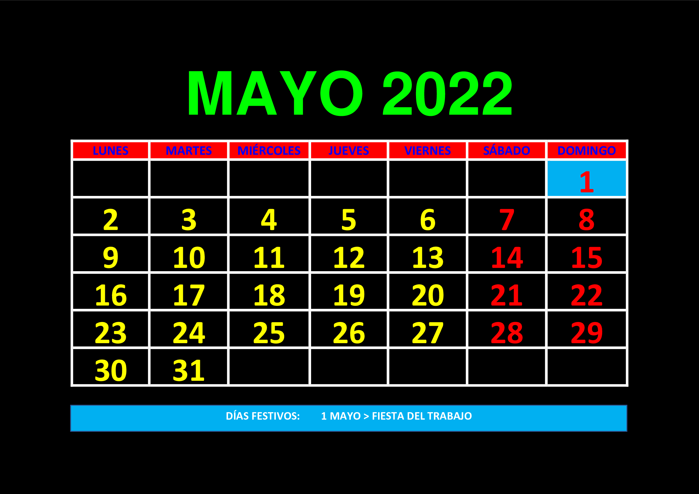 La imagen muestra el mes de mayo de 2022