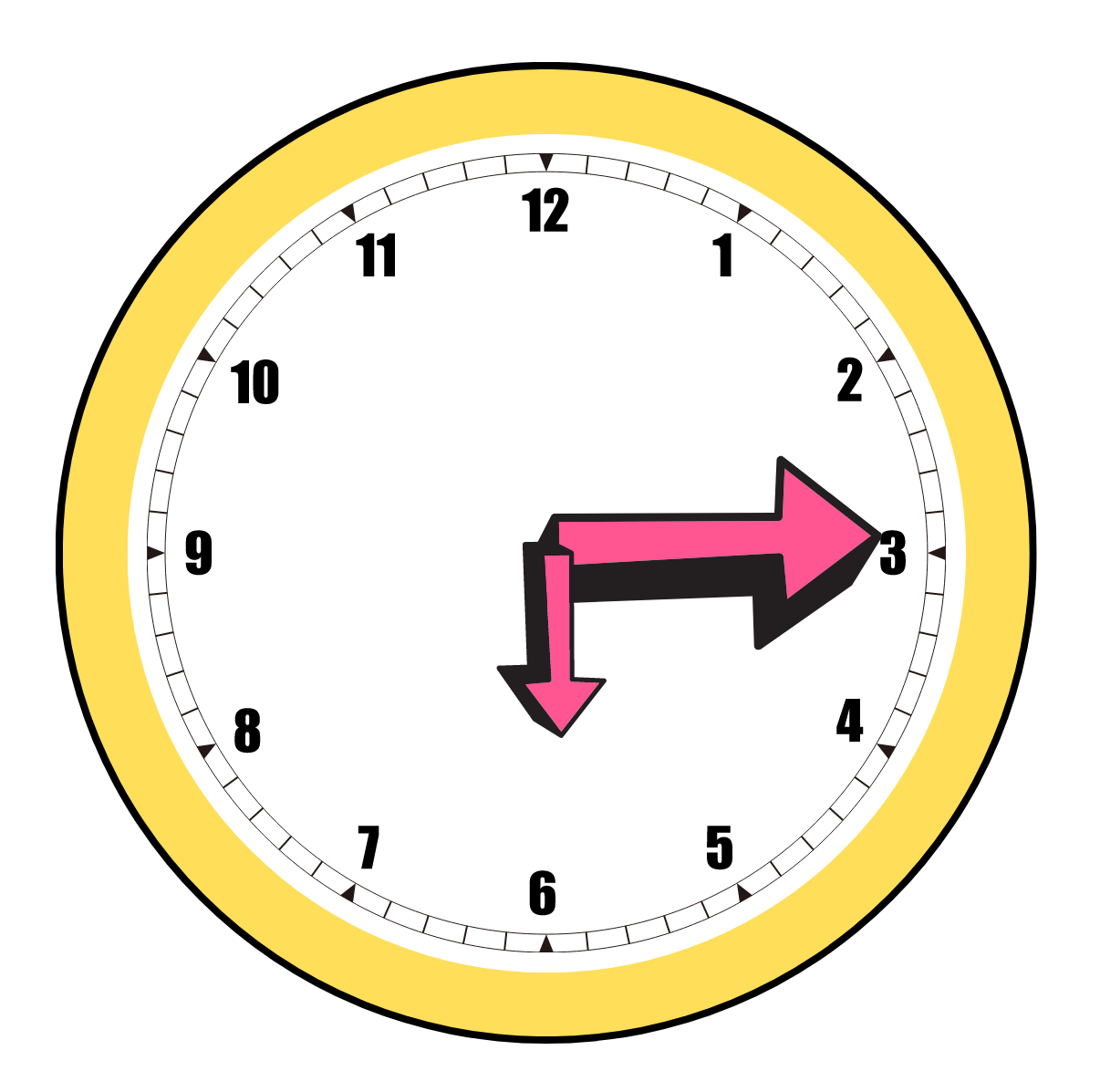 La imagen muestra un reloj que marca las seis y cuarto
