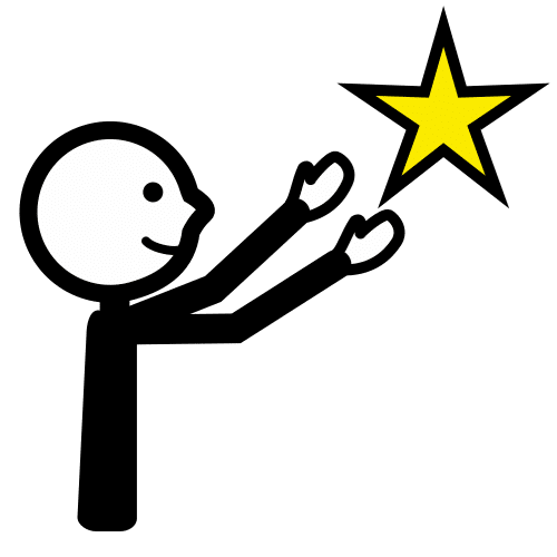 La imagen muestra la silueta de una persona alcanzando una estrella de color amarillo con sus manos