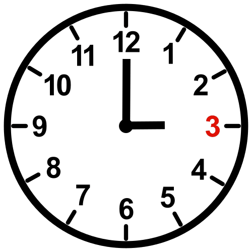La imagen muestra un reloj con la aguja pequeña señalando el dos y la aguja grande en el doce