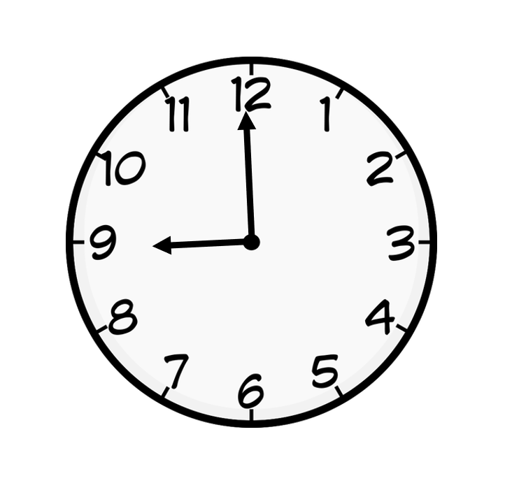 La imagen muestra un reloj que marca las tres y media